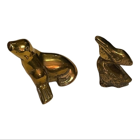 Vintage brass pelican & seal ocean figurines 2.5” tall. - Picture 1 of 8